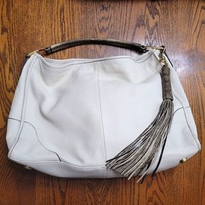 G.I.L.I. Genuine Leather Cream Leather Large Shoulder Bag